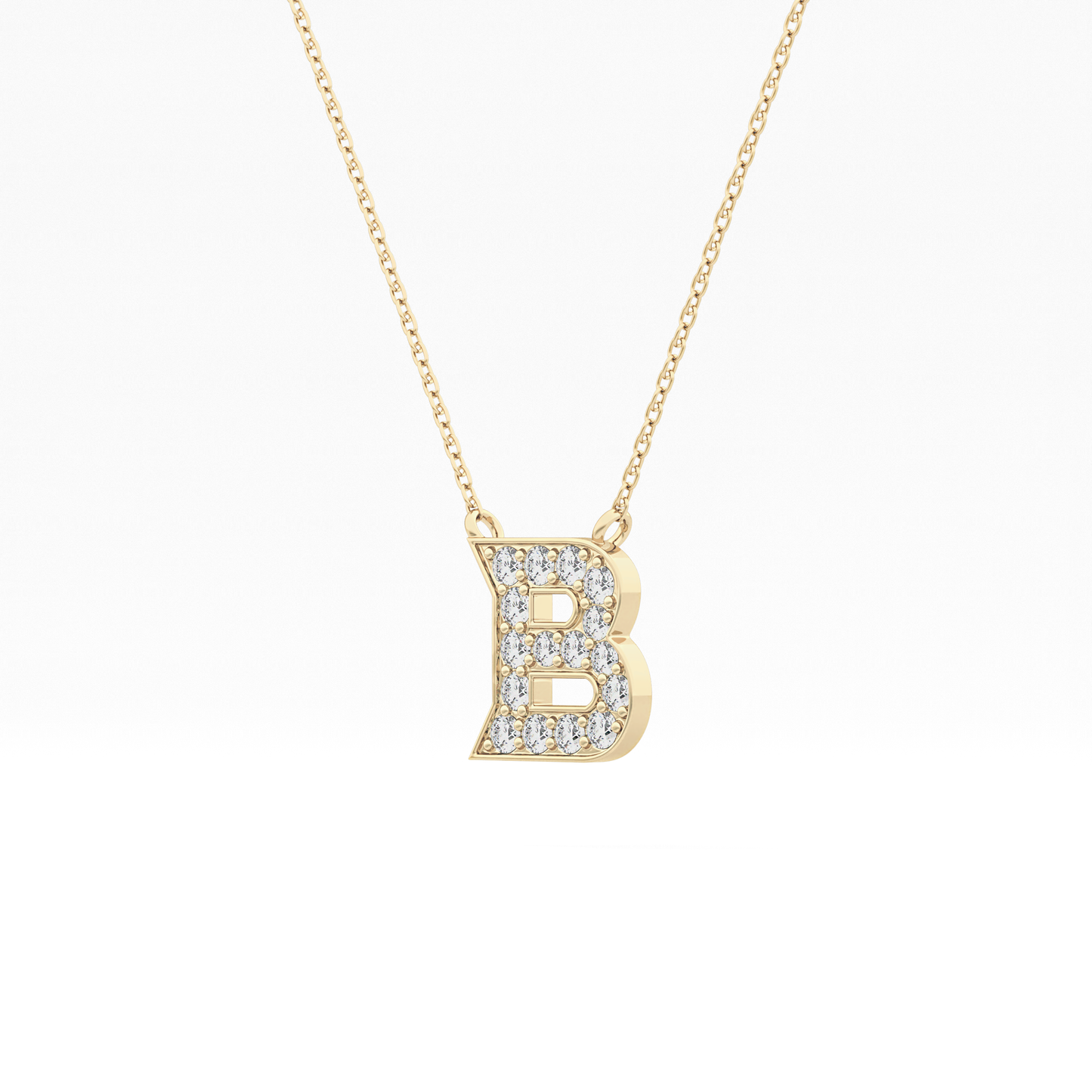 0.323 TCW Round Lab Grown Diamond B Initial Pendant Necklace