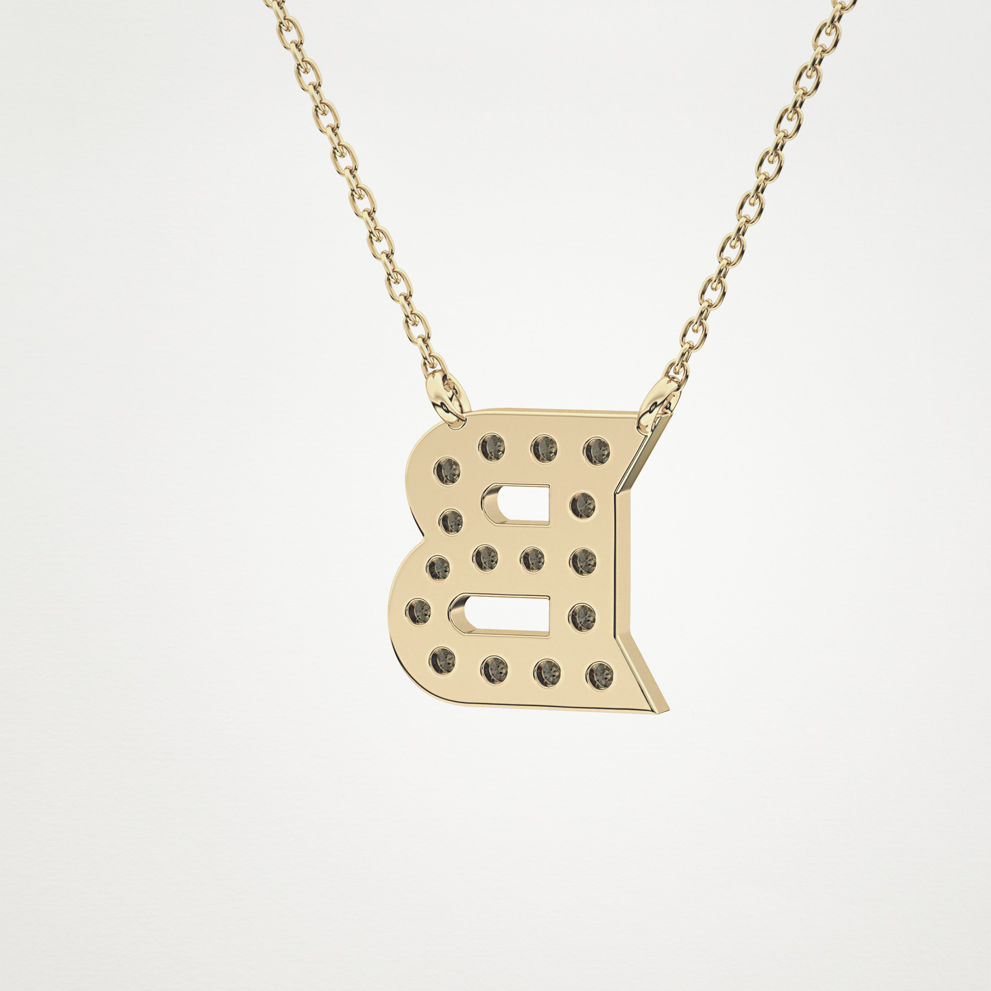 0.323 TCW Round Lab Grown Diamond B Initial Pendant Necklace