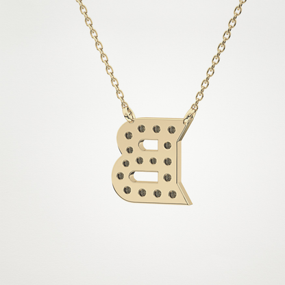 0.323 TCW Round Lab Grown Diamond B Initial Pendant Necklace