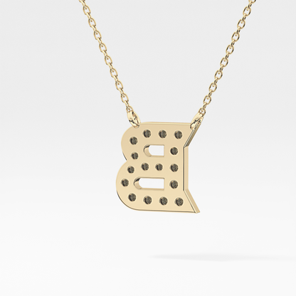 0.323 TCW Round Lab Grown Diamond B Initial Pendant Necklace