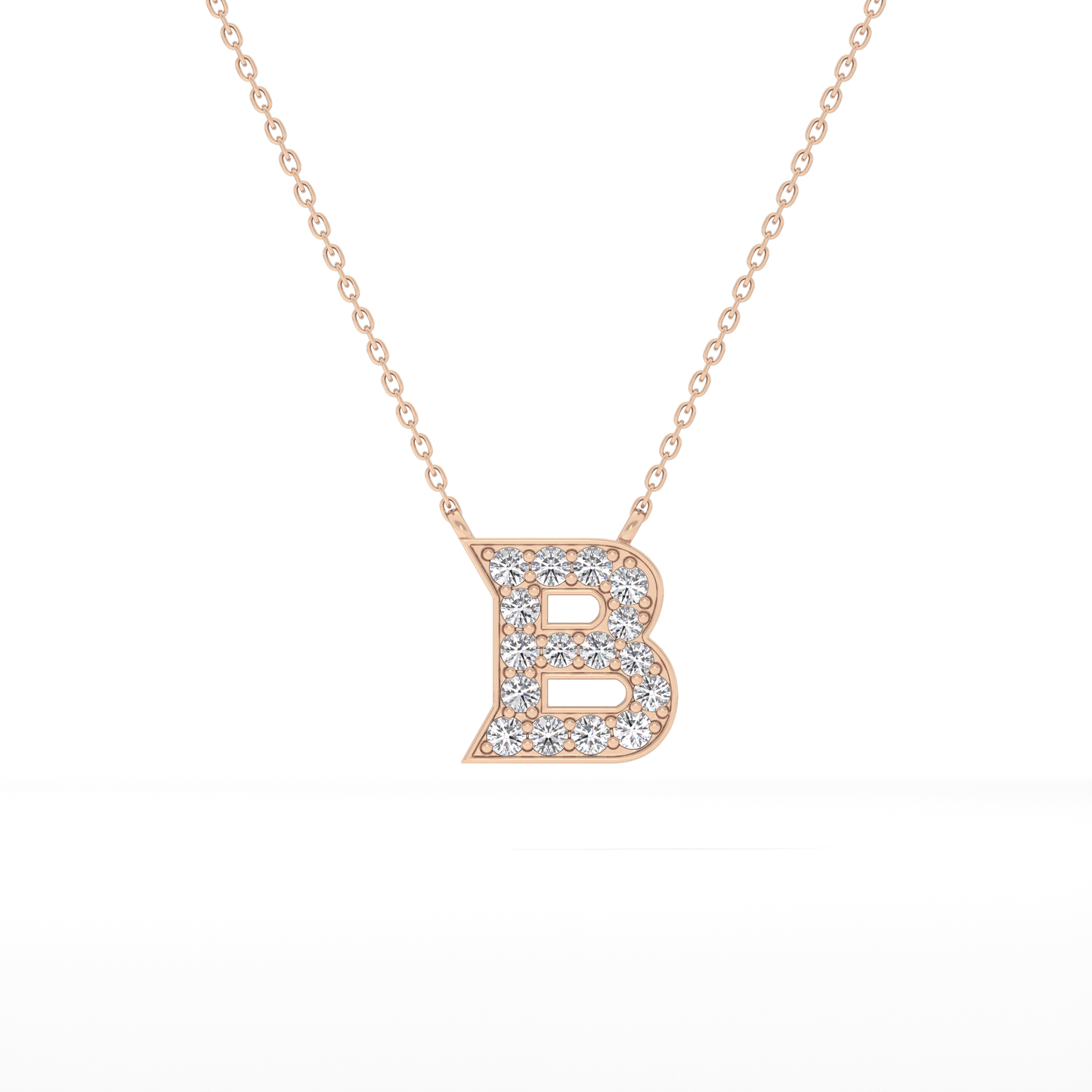 0.323 TCW Round Lab Grown Diamond B Initial Pendant Necklace