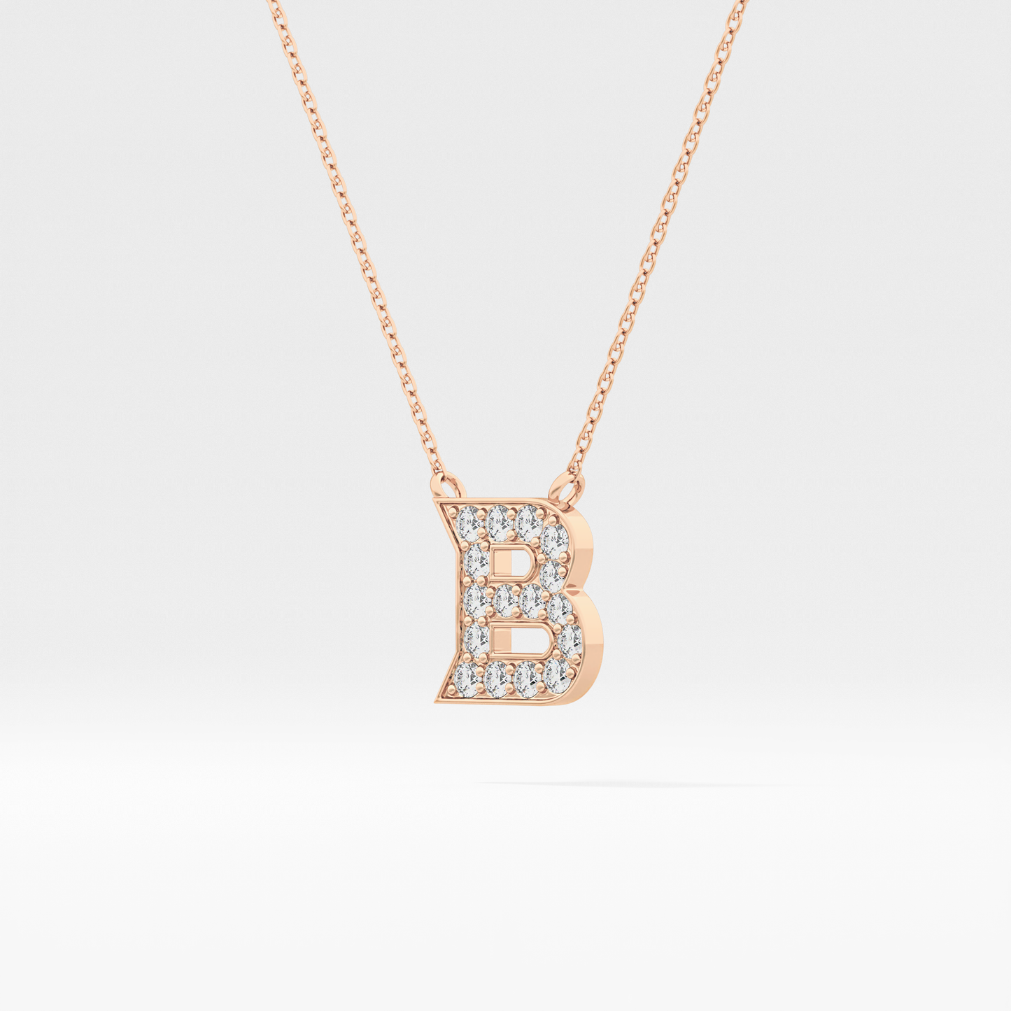 0.323 TCW Round Lab Grown Diamond B Initial Pendant Necklace