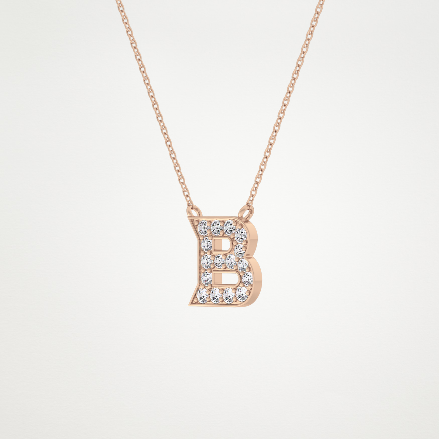 0.323 TCW Round Lab Grown Diamond B Initial Pendant Necklace