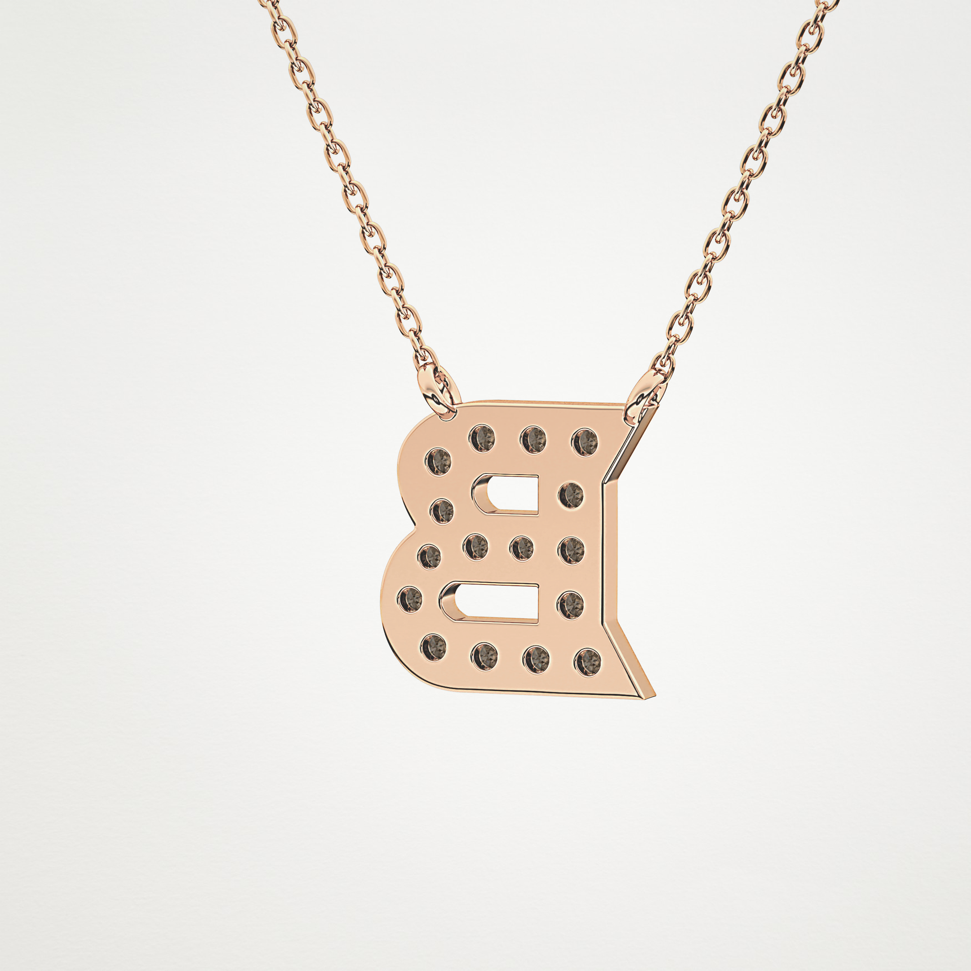 0.323 TCW Round Lab Grown Diamond B Initial Pendant Necklace