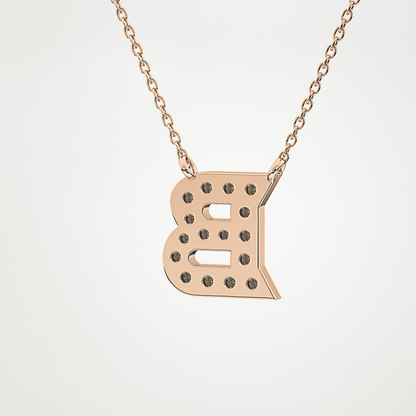 0.323 TCW Round Lab Grown Diamond B Initial Pendant Necklace