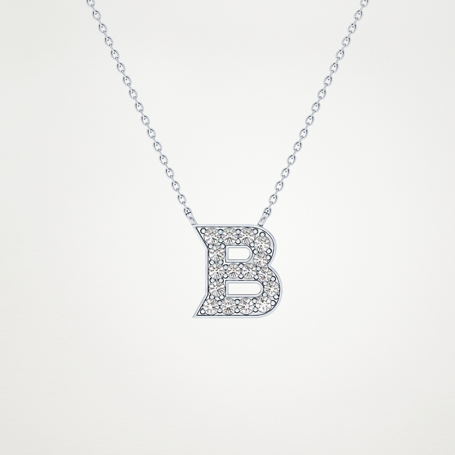 0.323 TCW Round Lab Grown Diamond B Initial Pendant Necklace