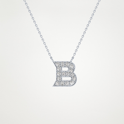 0.323 TCW Round Lab Grown Diamond B Initial Pendant Necklace