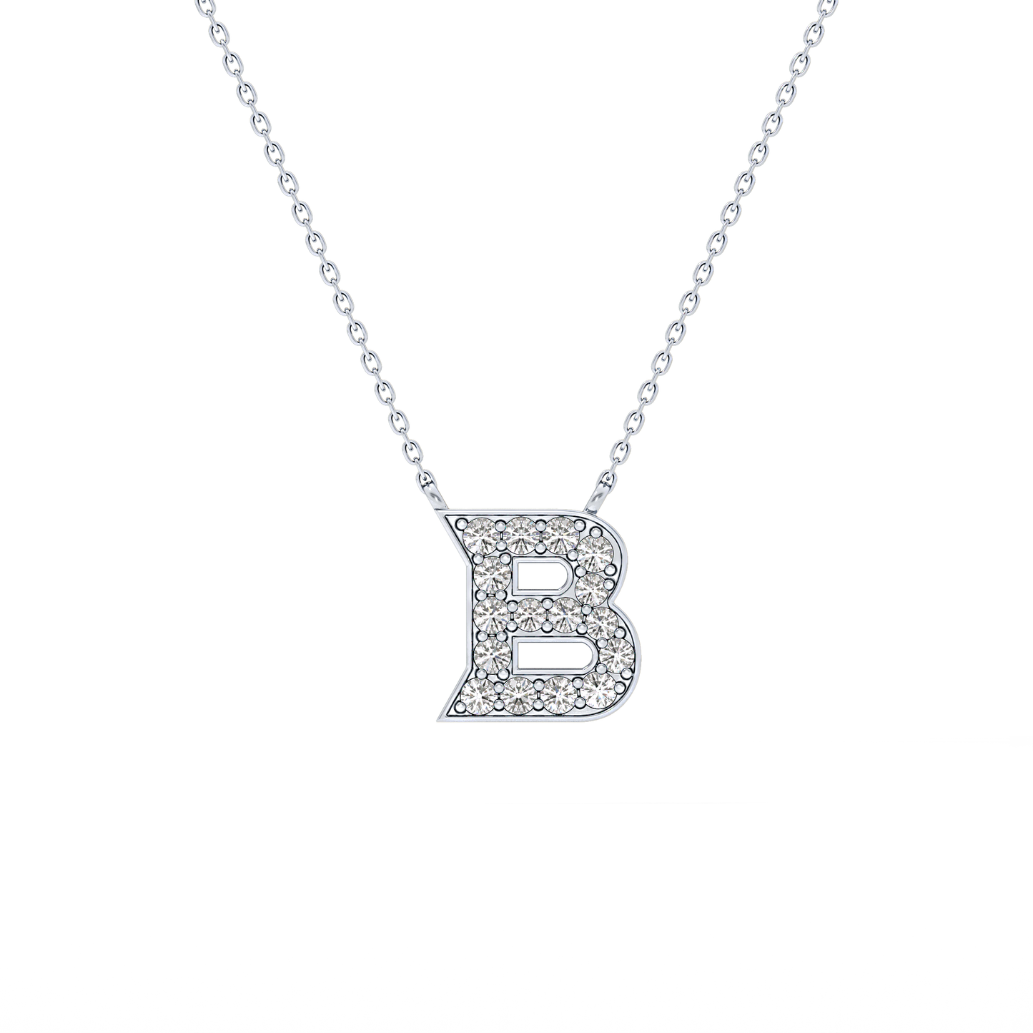 0.323 TCW Round Lab Grown Diamond B Initial Pendant Necklace