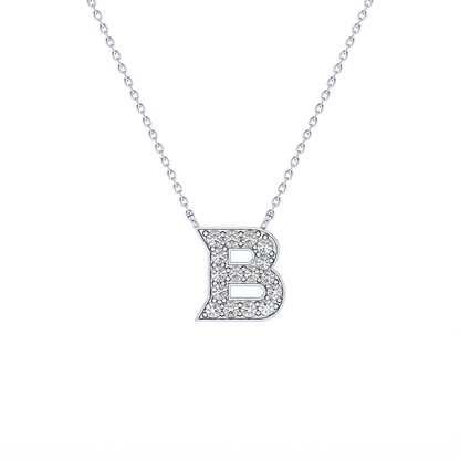 0.323 TCW Round Lab Grown Diamond B Initial Pendant Necklace