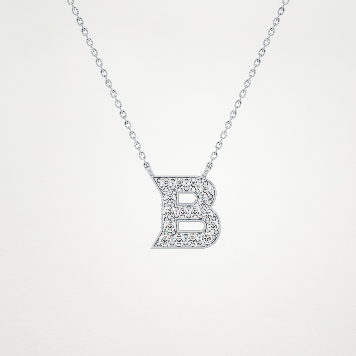 0.323 TCW Round Lab Grown Diamond B Initial Pendant Necklace