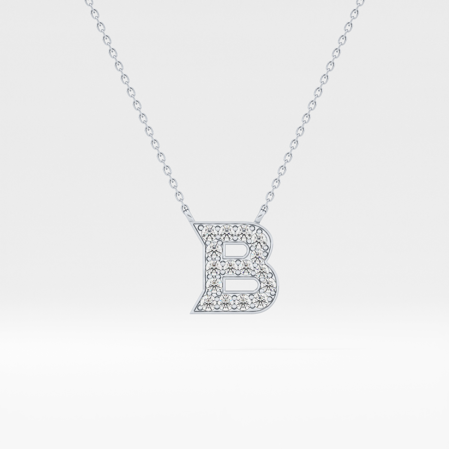0.323 TCW Round Lab Grown Diamond B Initial Pendant Necklace