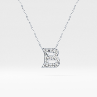 0.323 TCW Round Lab Grown Diamond B Initial Pendant Necklace