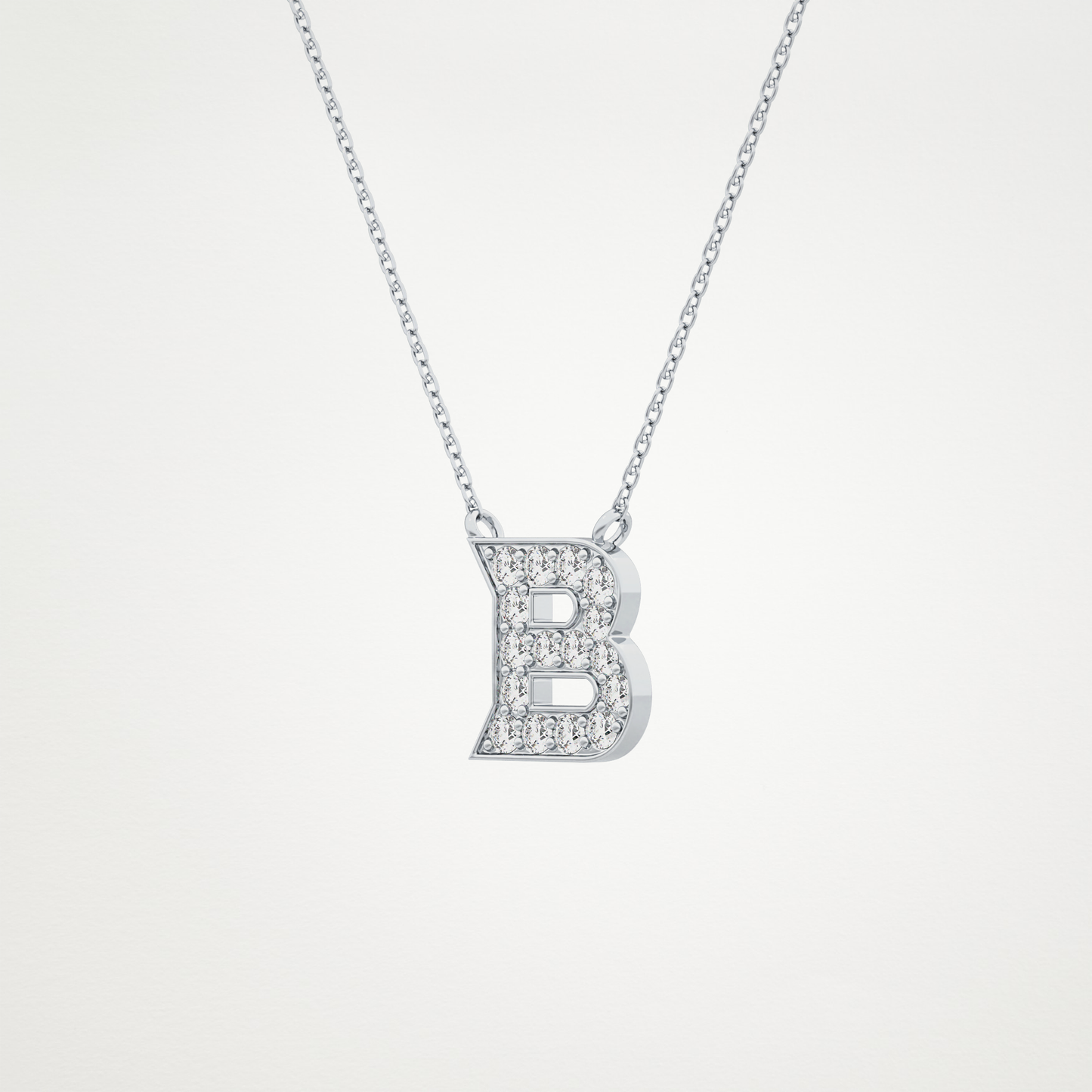 0.323 TCW Round Lab Grown Diamond B Initial Pendant Necklace
