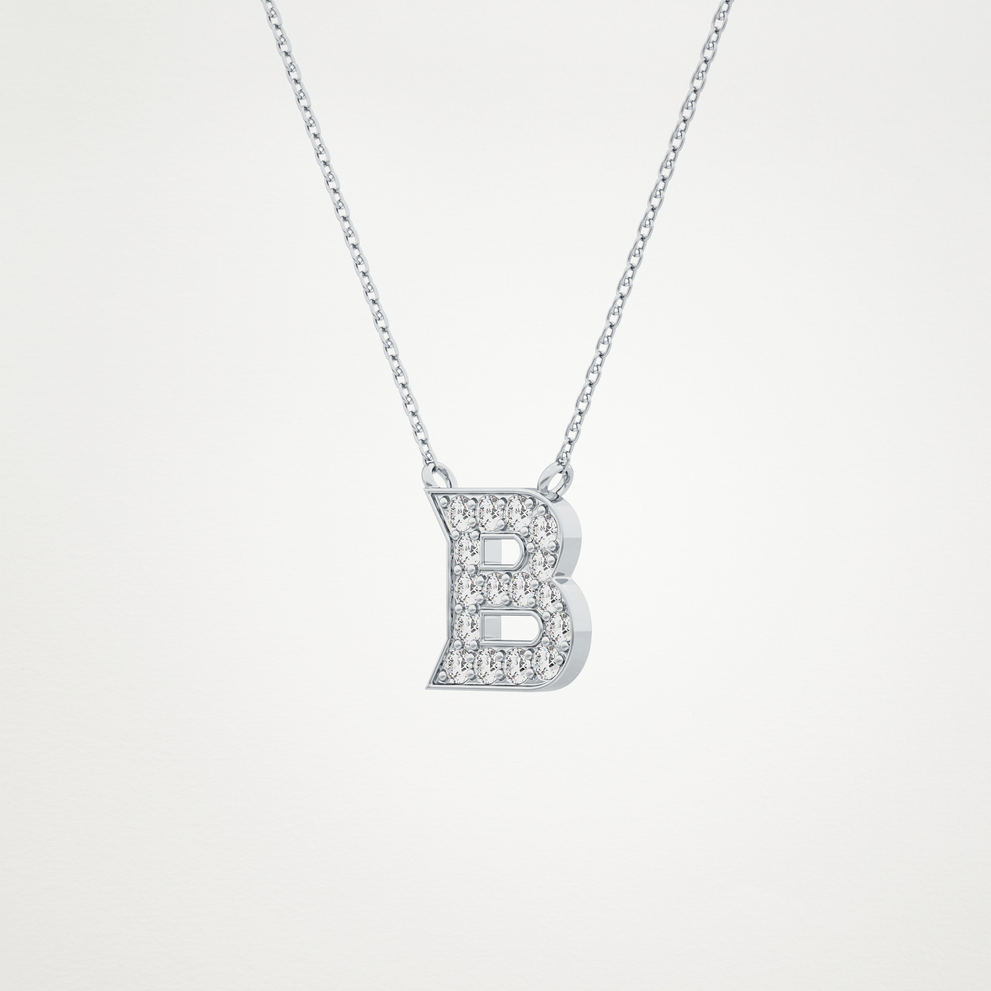 0.323 TCW Round Lab Grown Diamond B Initial Pendant Necklace