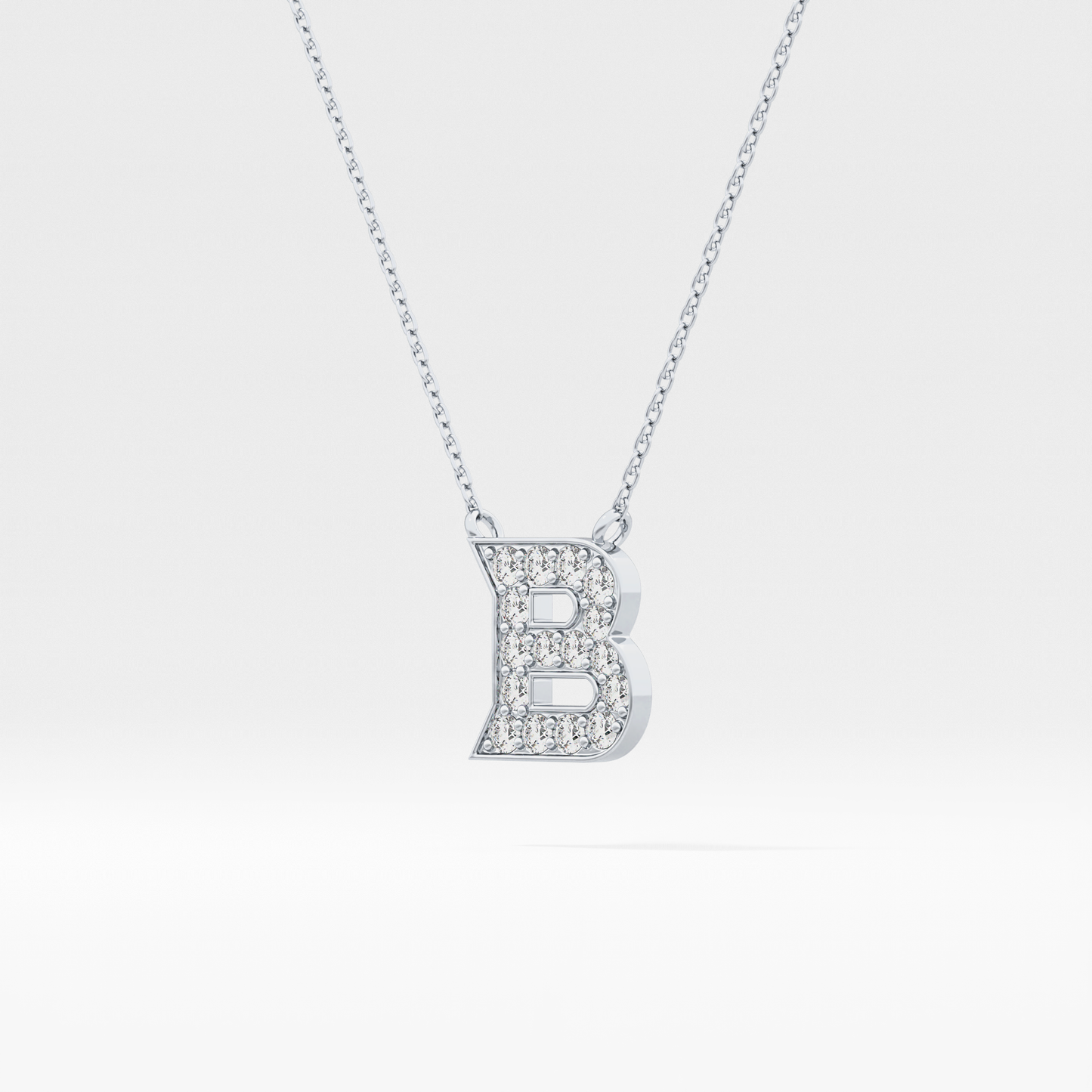 0.323 TCW Round Lab Grown Diamond B Initial Pendant Necklace
