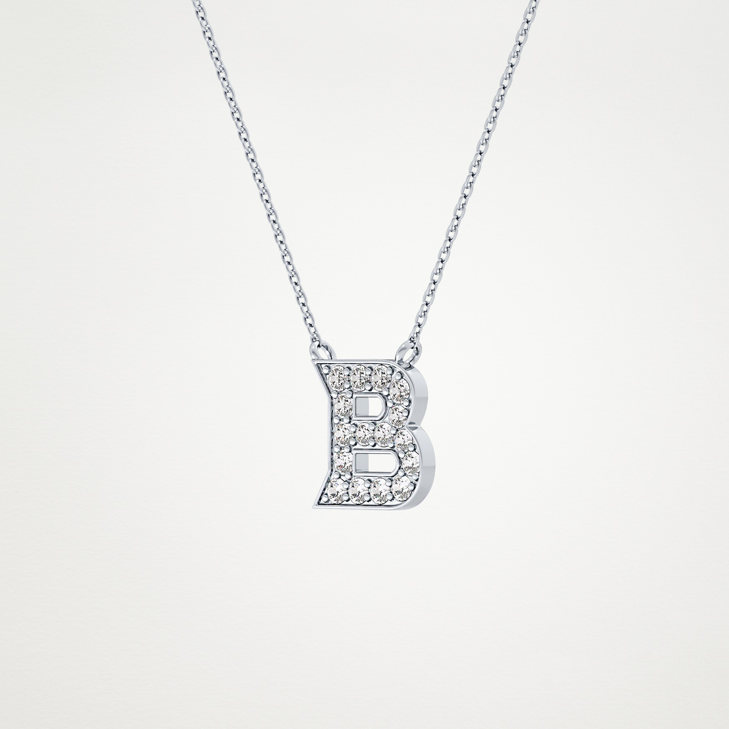 0.323 TCW Round Lab Grown Diamond B Initial Pendant Necklace