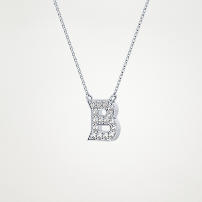 0.323 TCW Round Lab Grown Diamond B Initial Pendant Necklace