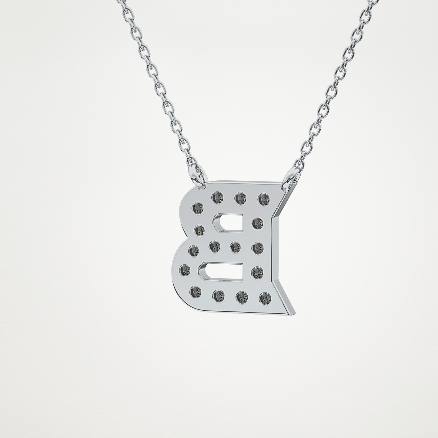 0.323 TCW Round Lab Grown Diamond B Initial Pendant Necklace