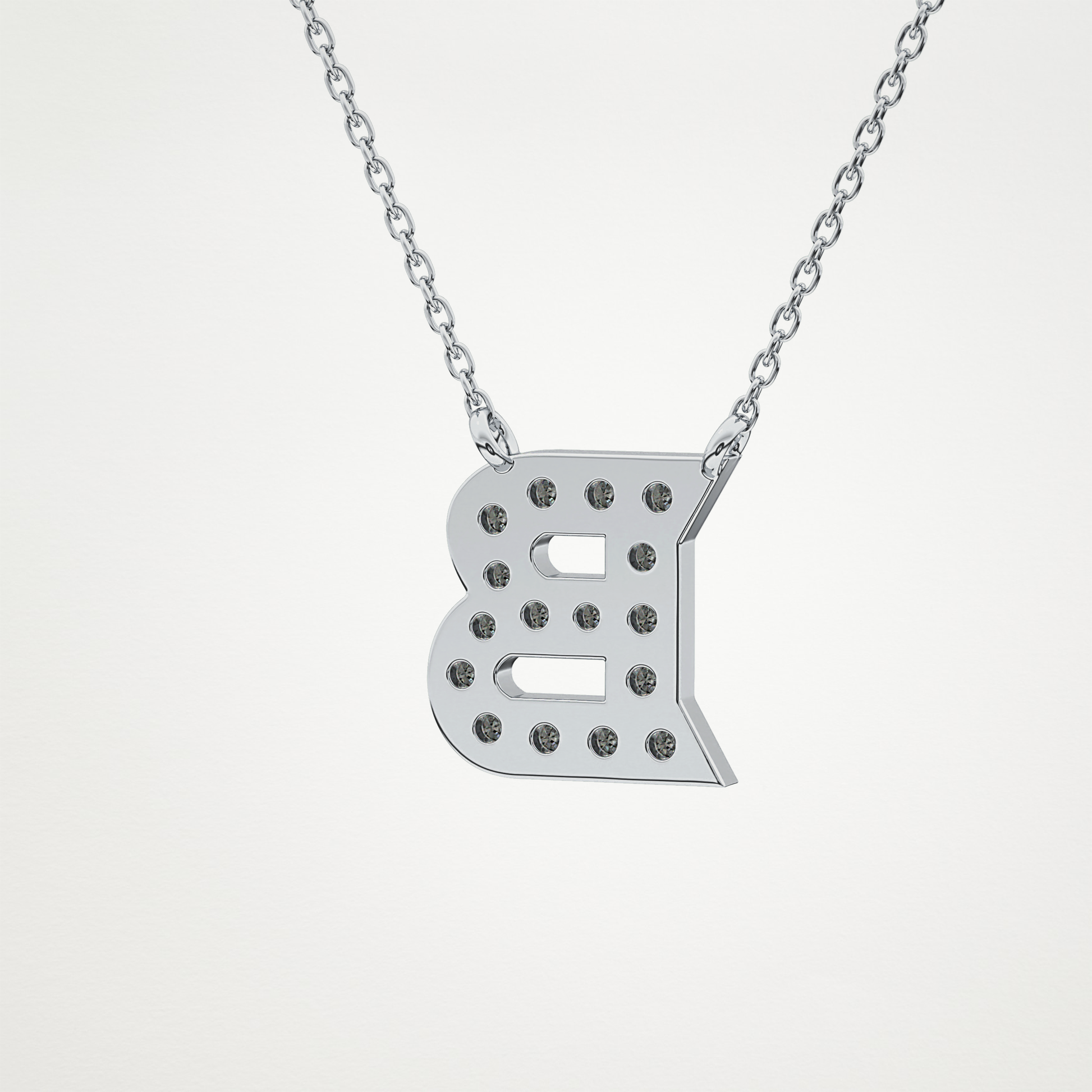 0.323 TCW Round Lab Grown Diamond B Initial Pendant Necklace