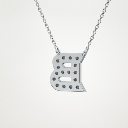 0.323 TCW Round Lab Grown Diamond B Initial Pendant Necklace