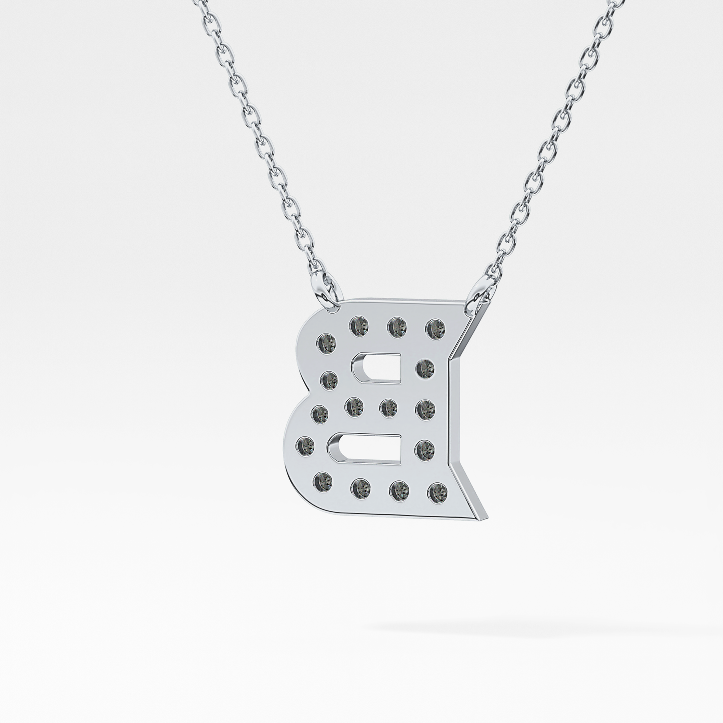 0.323 TCW Round Lab Grown Diamond B Initial Pendant Necklace