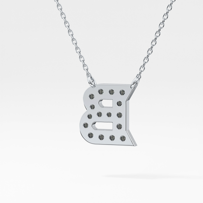 0.323 TCW Round Lab Grown Diamond B Initial Pendant Necklace