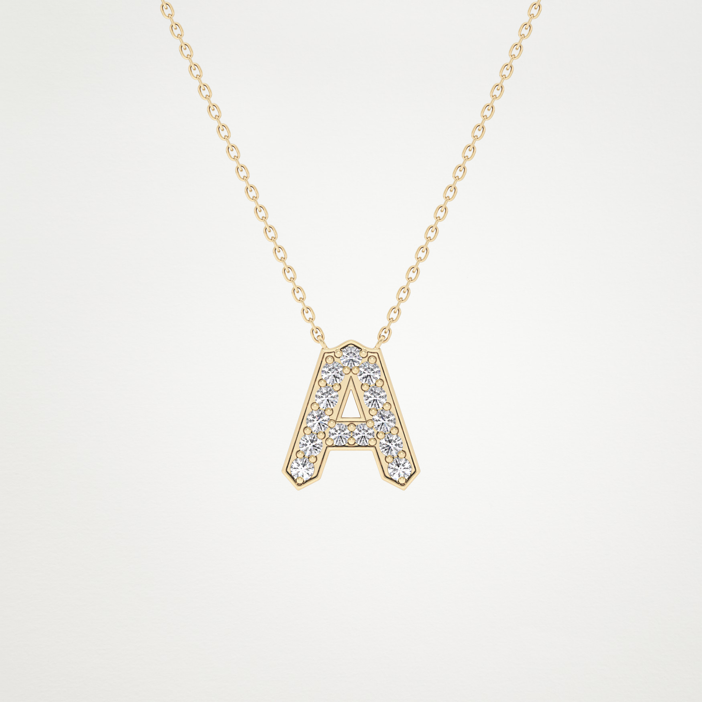 0.226 TCW Round Lab Grown Diamond A Initial Pendant Necklace