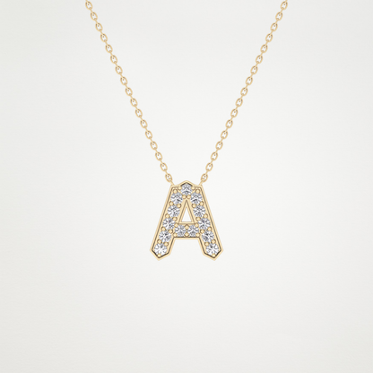 0.226 TCW Round Lab Grown Diamond A Initial Pendant Necklace
