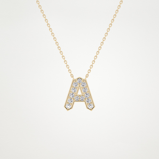 0.226 TCW Round Lab Grown Diamond A Initial Pendant Necklace