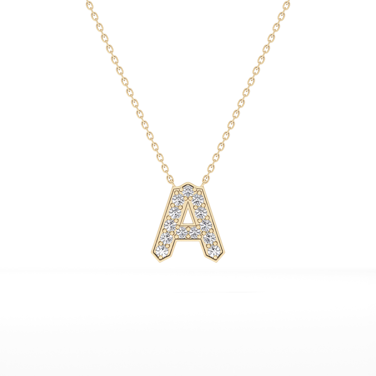 0.226 TCW Round Lab Grown Diamond A Initial Pendant Necklace