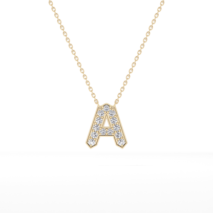 0.226 TCW Round Lab Grown Diamond A Initial Pendant Necklace