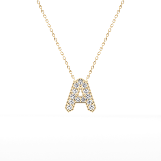 0.226 TCW Round Lab Grown Diamond A Initial Pendant Necklace