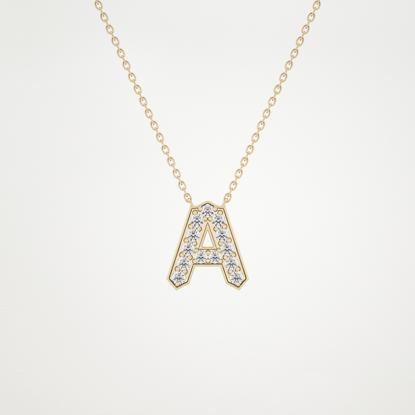 0.226 TCW Round Lab Grown Diamond A Initial Pendant Necklace