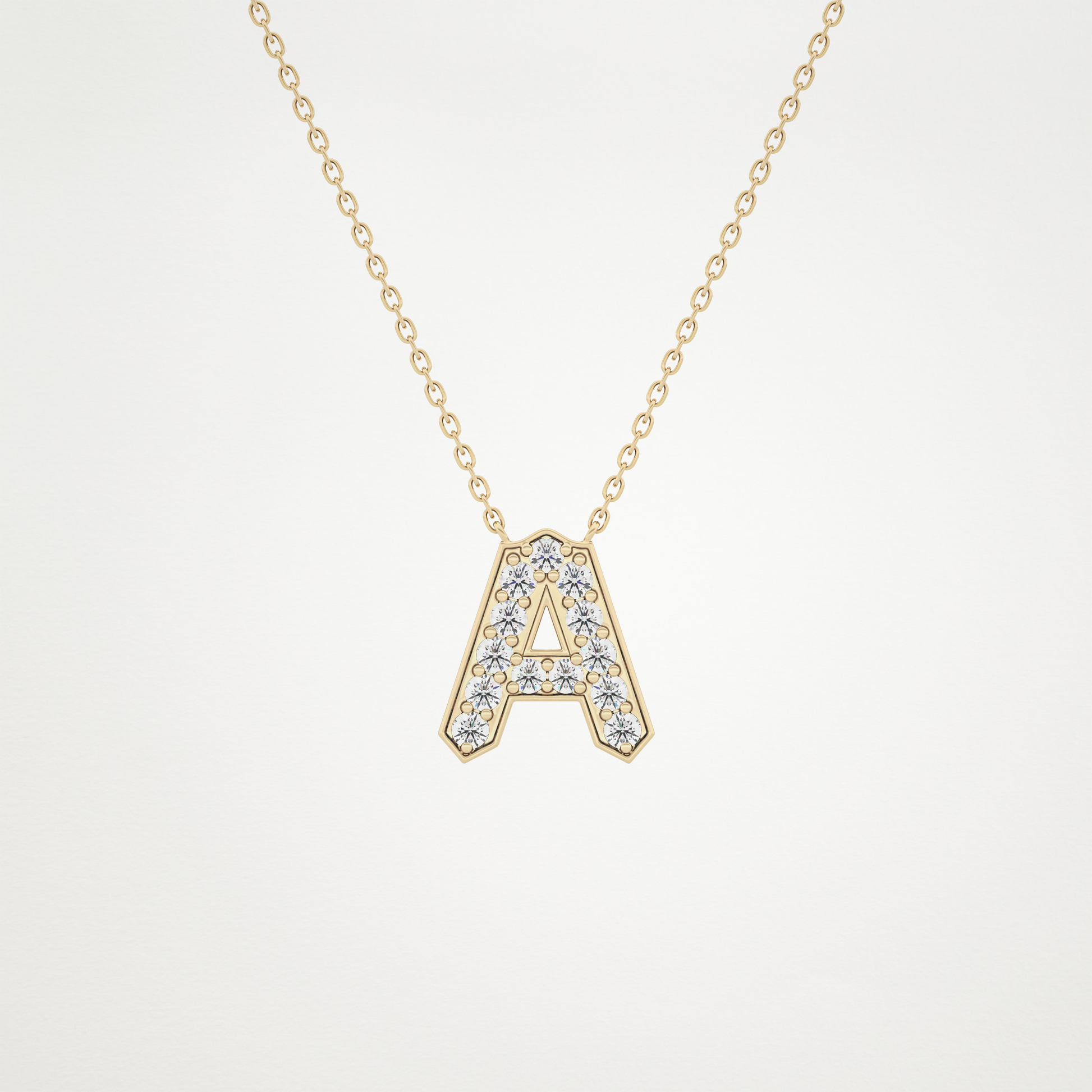 0.226 TCW Round Lab Grown Diamond A Initial Pendant Necklace