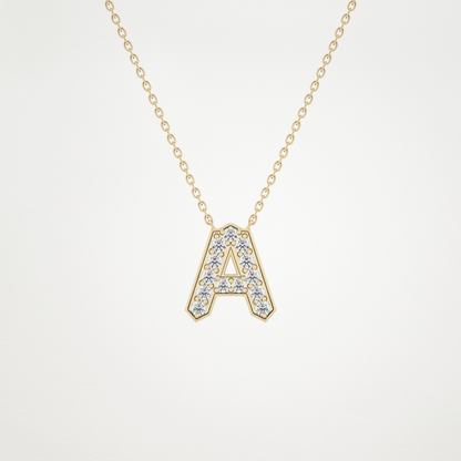 0.226 TCW Round Lab Grown Diamond A Initial Pendant Necklace