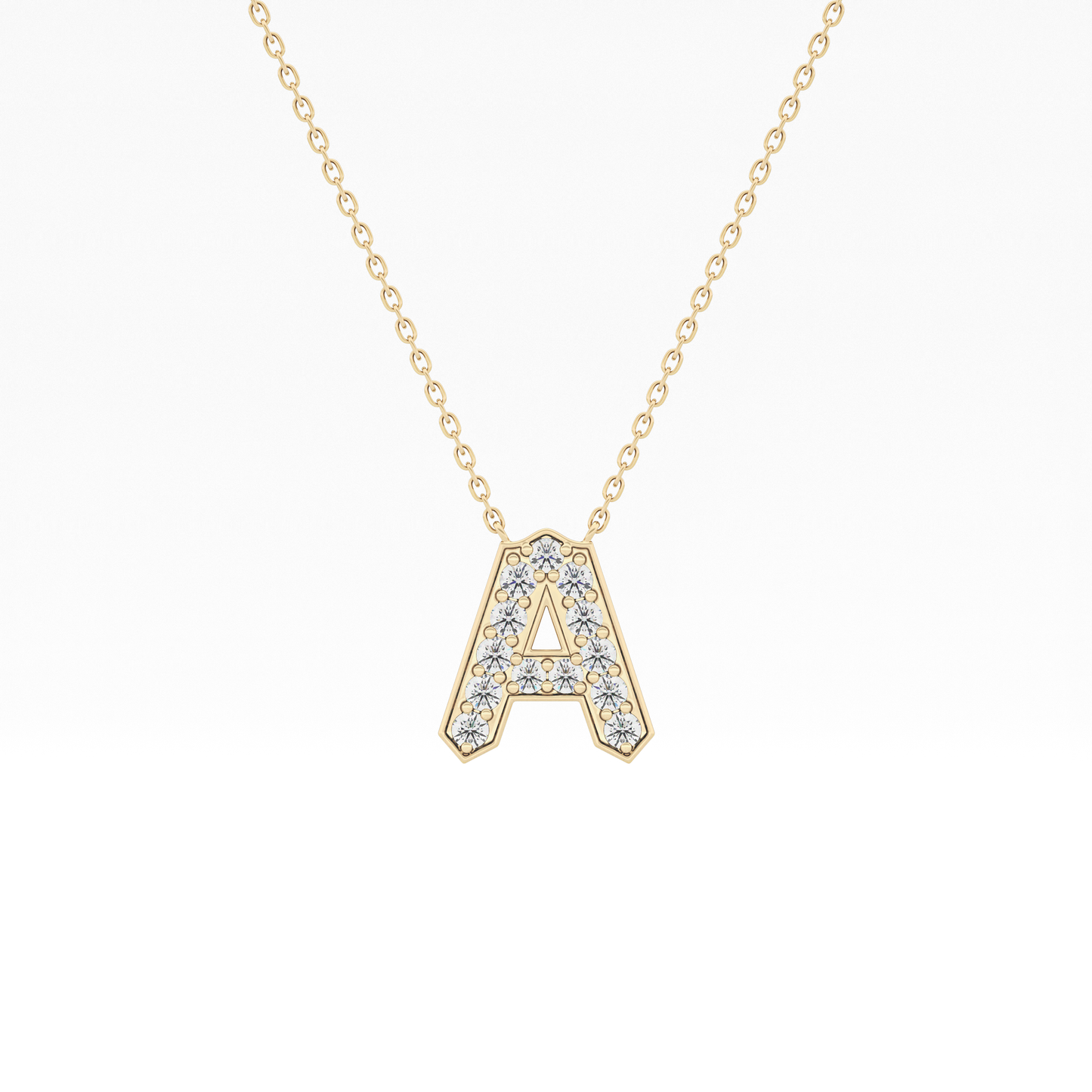0.226 TCW Round Lab Grown Diamond A Initial Pendant Necklace