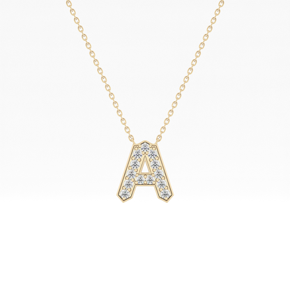 0.226 TCW Round Lab Grown Diamond A Initial Pendant Necklace