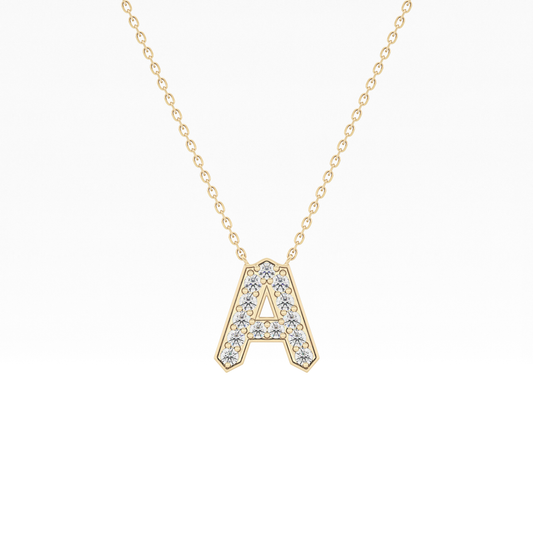 0.226 TCW Round Lab Grown Diamond A Initial Pendant Necklace