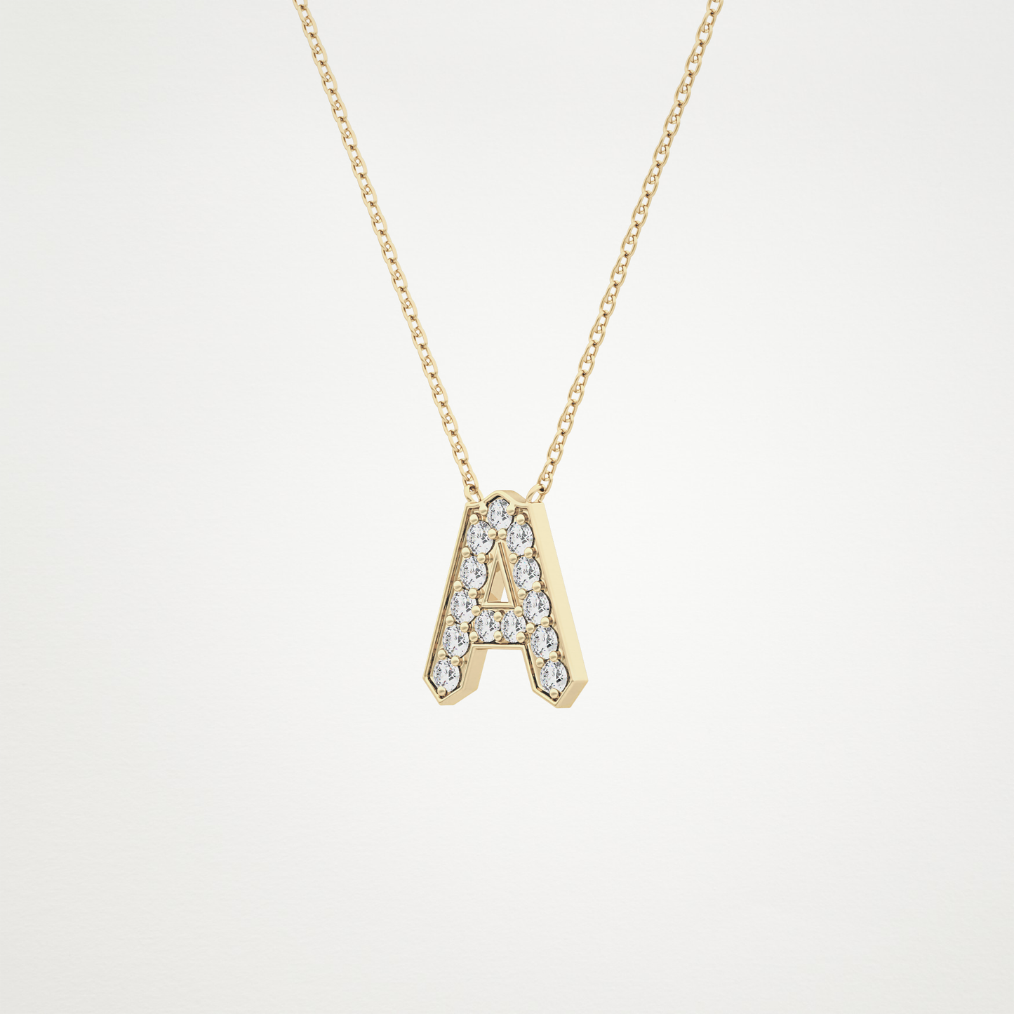 0.226 TCW Round Lab Grown Diamond A Initial Pendant Necklace