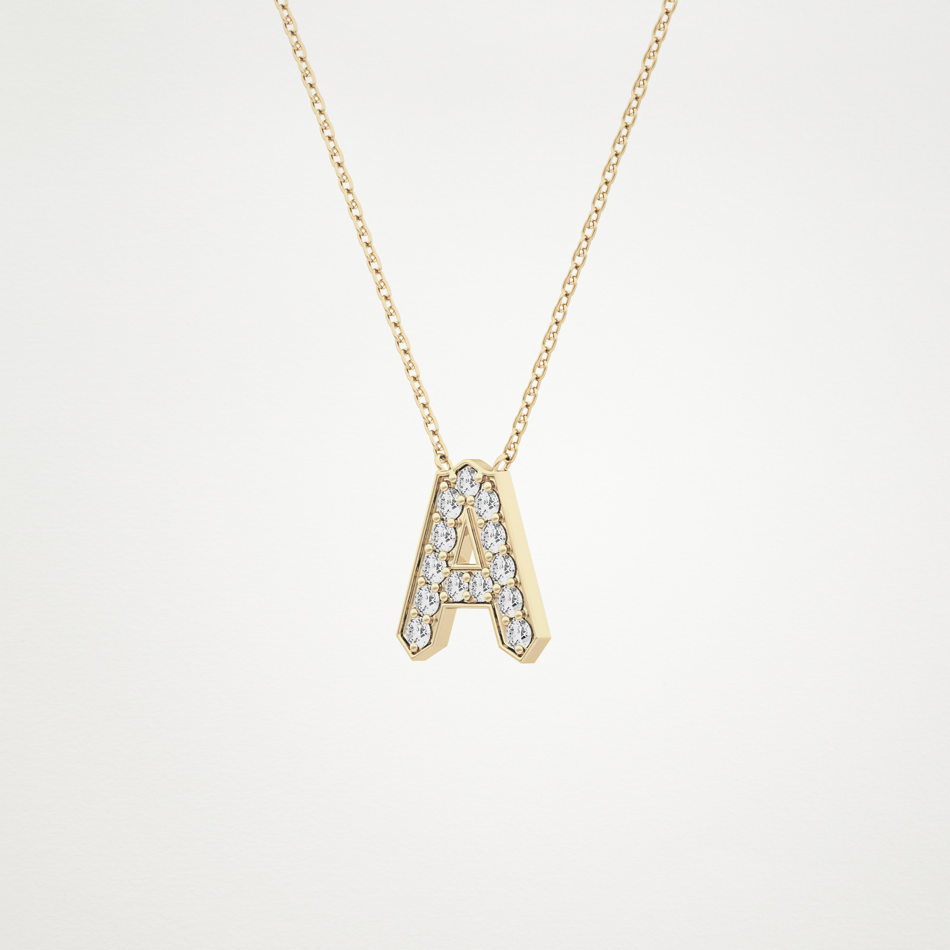 0.226 TCW Round Lab Grown Diamond A Initial Pendant Necklace