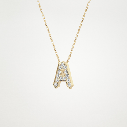 0.226 TCW Round Lab Grown Diamond A Initial Pendant Necklace