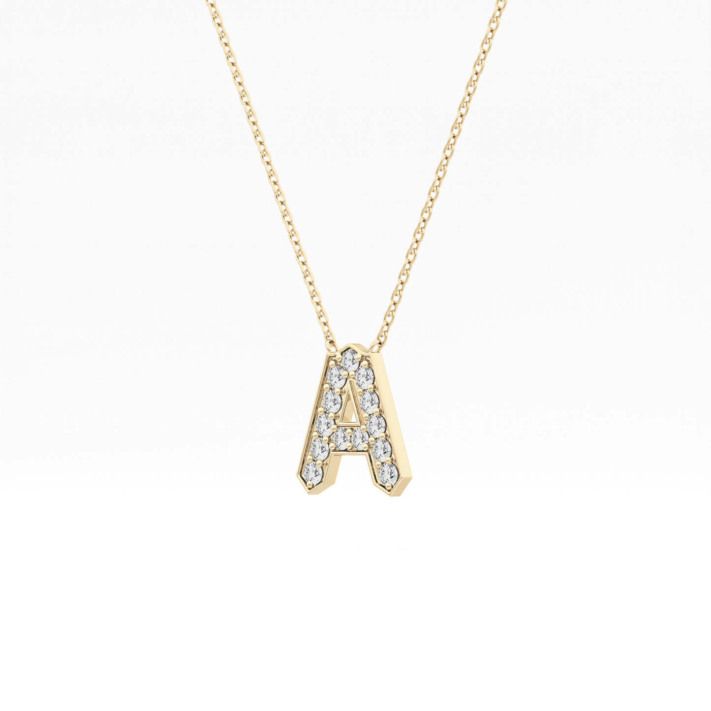 0.226 TCW Round Lab Grown Diamond A Initial Pendant Necklace