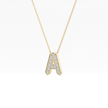 0.226 TCW Round Lab Grown Diamond A Initial Pendant Necklace