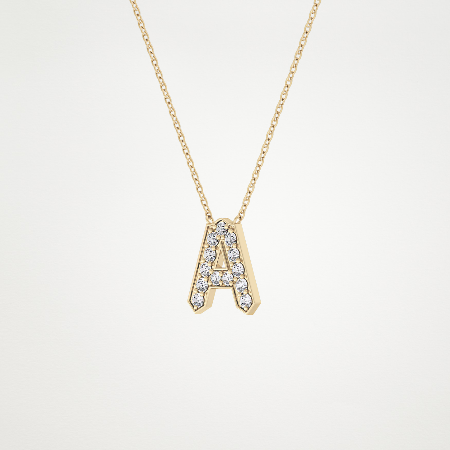 0.226 TCW Round Lab Grown Diamond A Initial Pendant Necklace
