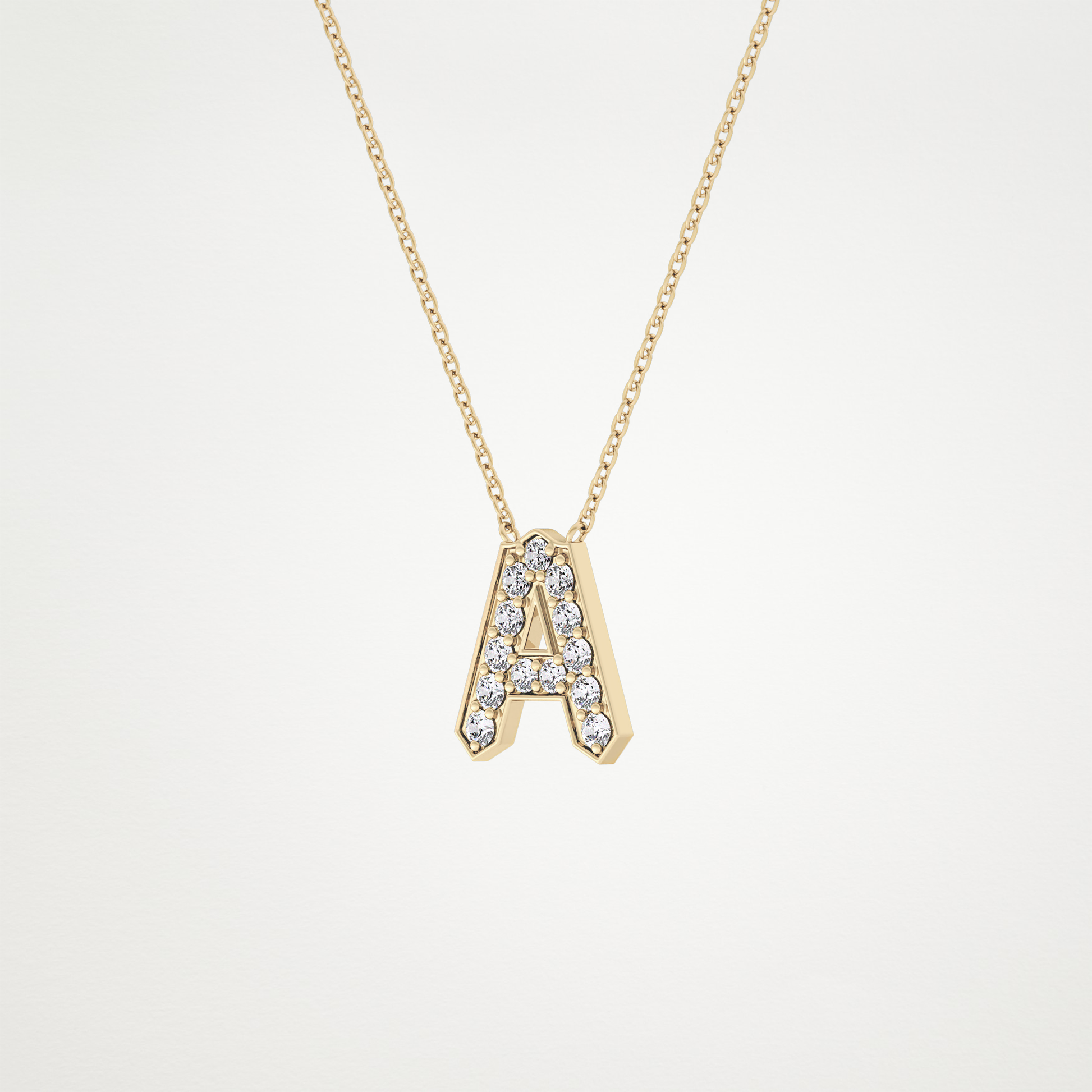 0.226 TCW Round Lab Grown Diamond A Initial Pendant Necklace