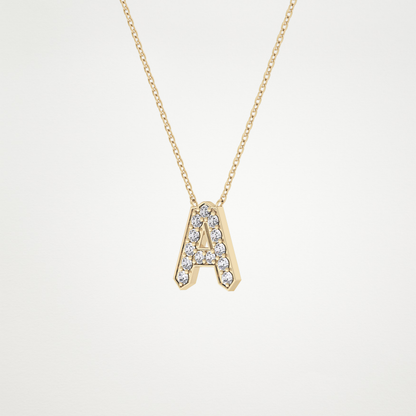0.226 TCW Round Lab Grown Diamond A Initial Pendant Necklace