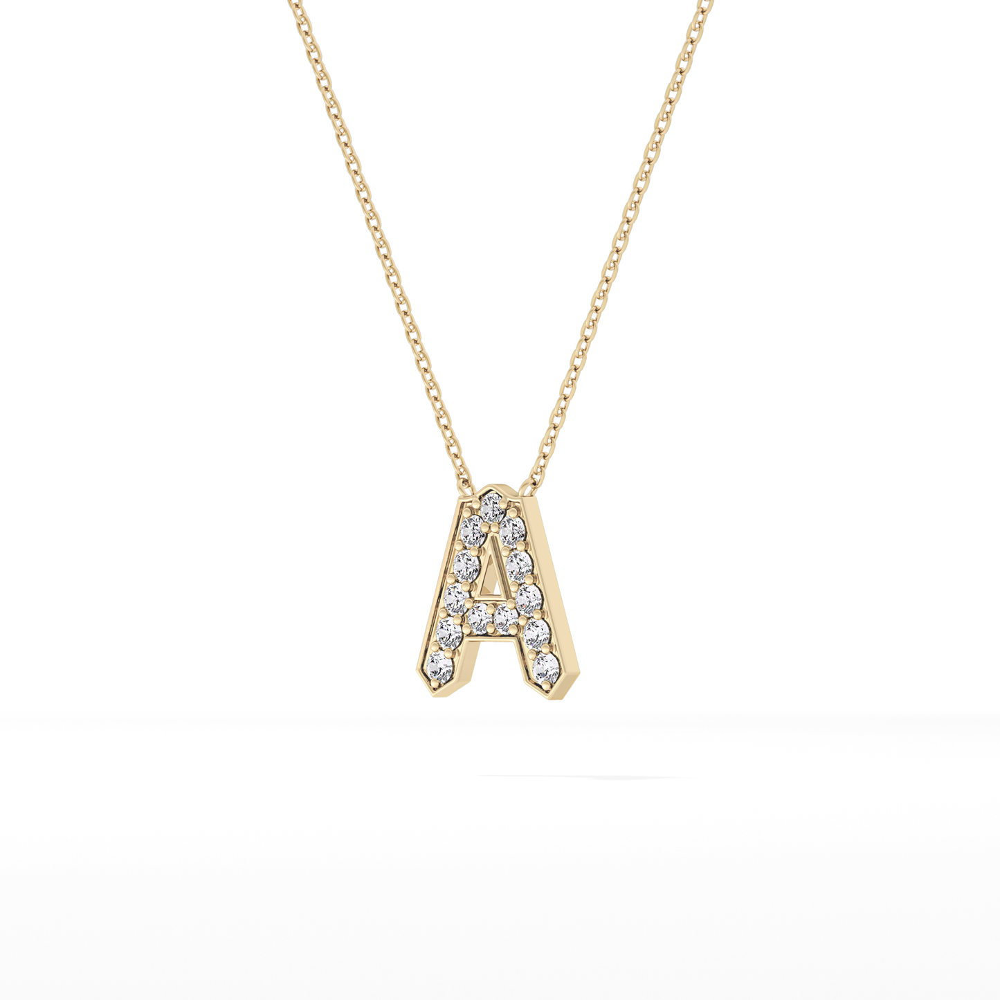 0.226 TCW Round Lab Grown Diamond A Initial Pendant Necklace