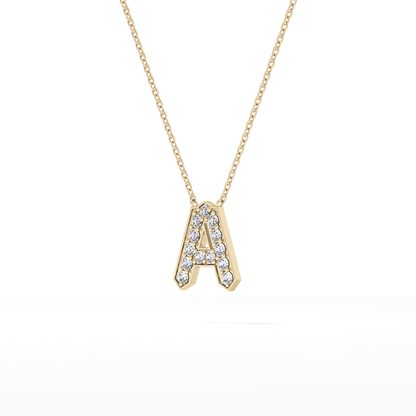 0.226 TCW Round Lab Grown Diamond A Initial Pendant Necklace