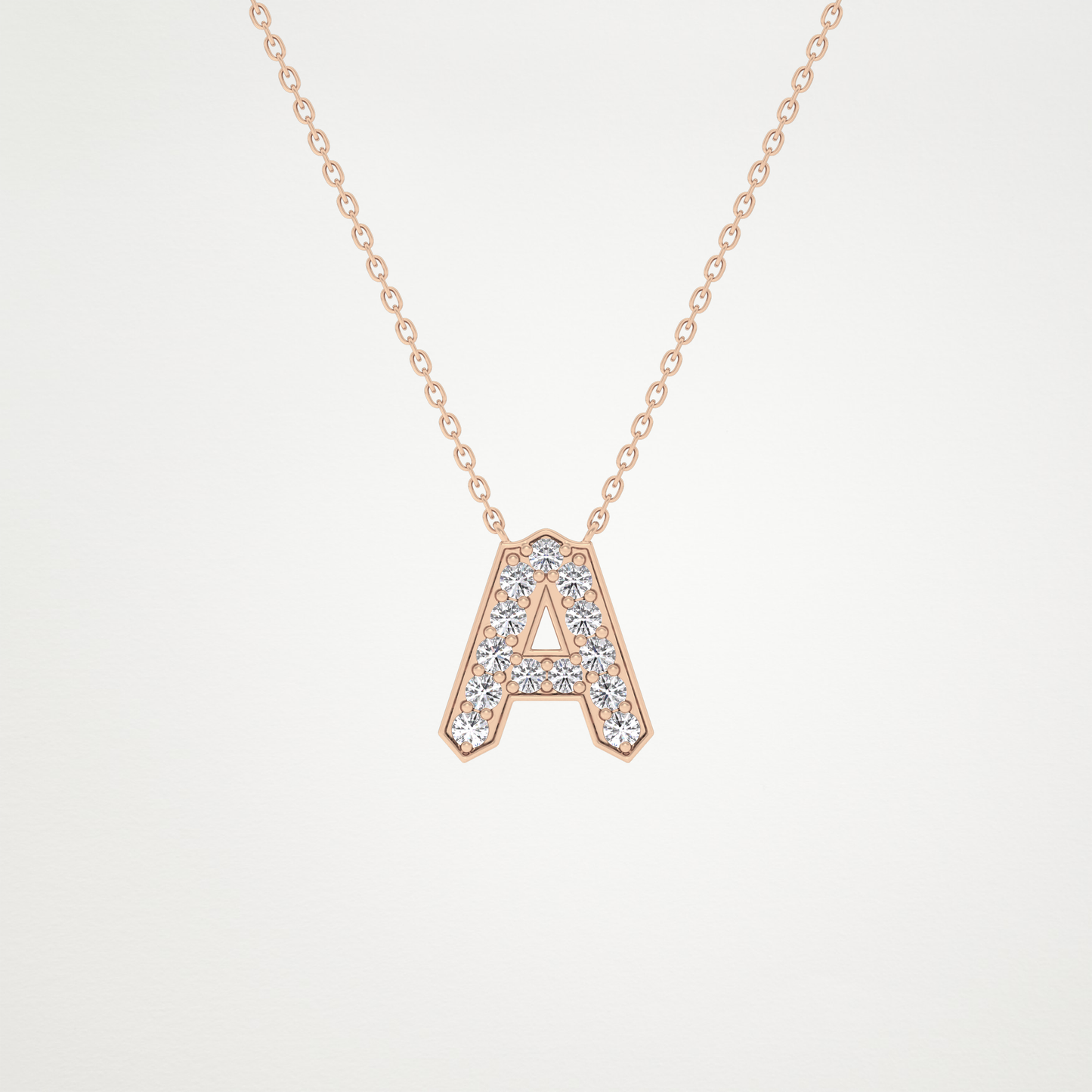 0.226 TCW Round Lab Grown Diamond A Initial Pendant Necklace