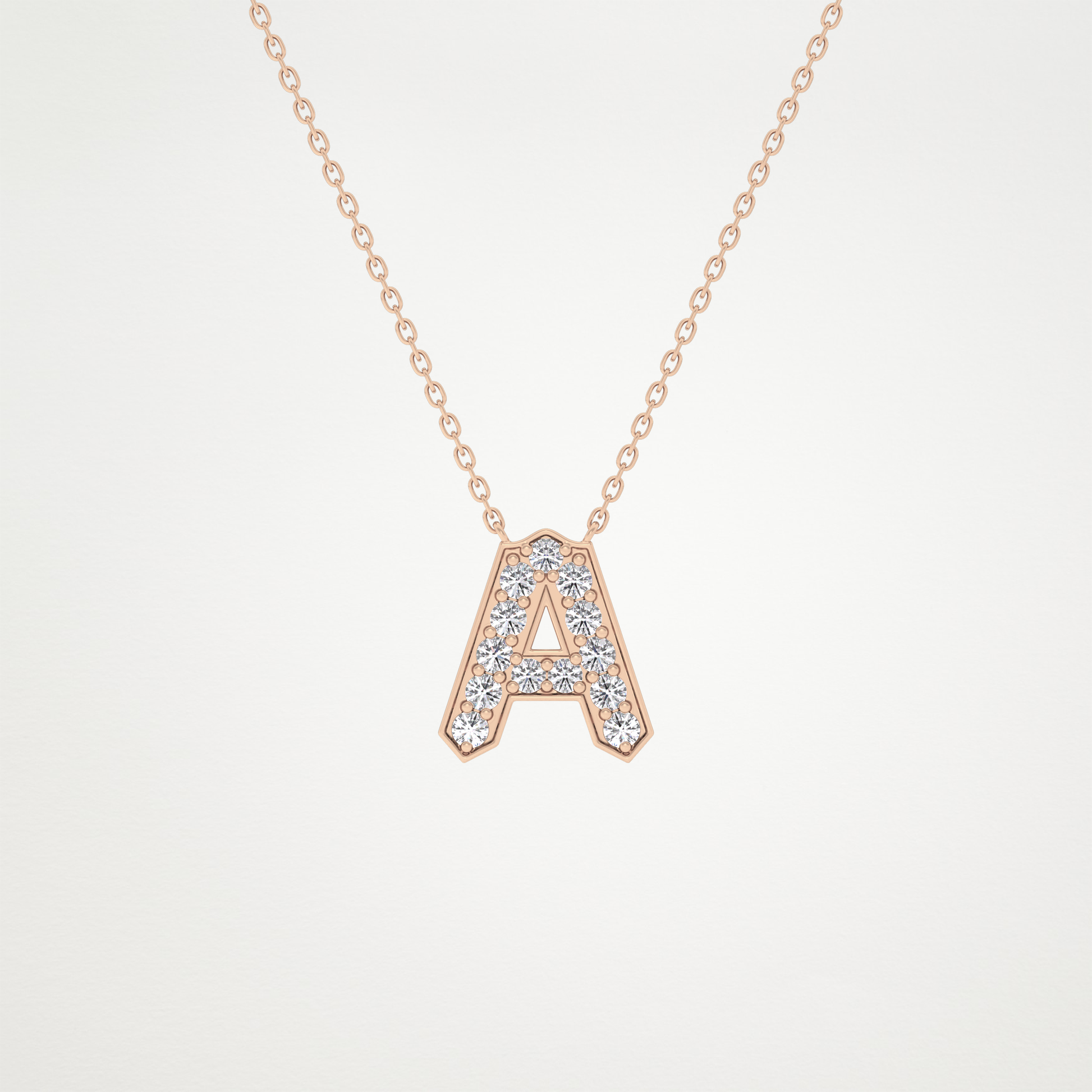 0.226 TCW Round Lab Grown Diamond A Initial Pendant Necklace